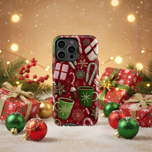 Fashion Christmas Pattern Shockproof Silicone Acrylic Case for iPhone 11–16 Pro Max