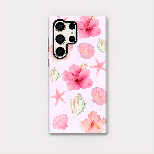 Ocean Bloom Pattern Matte Silicone Shockproof Case for Samsung Galaxy S23–S25 Series