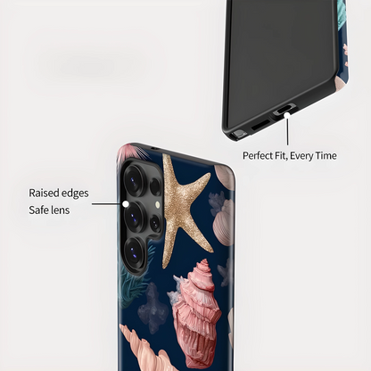 Ocean Starfish Conch Shell Silicone Shockproof Case for Samsung Galaxy S23–S25 Series