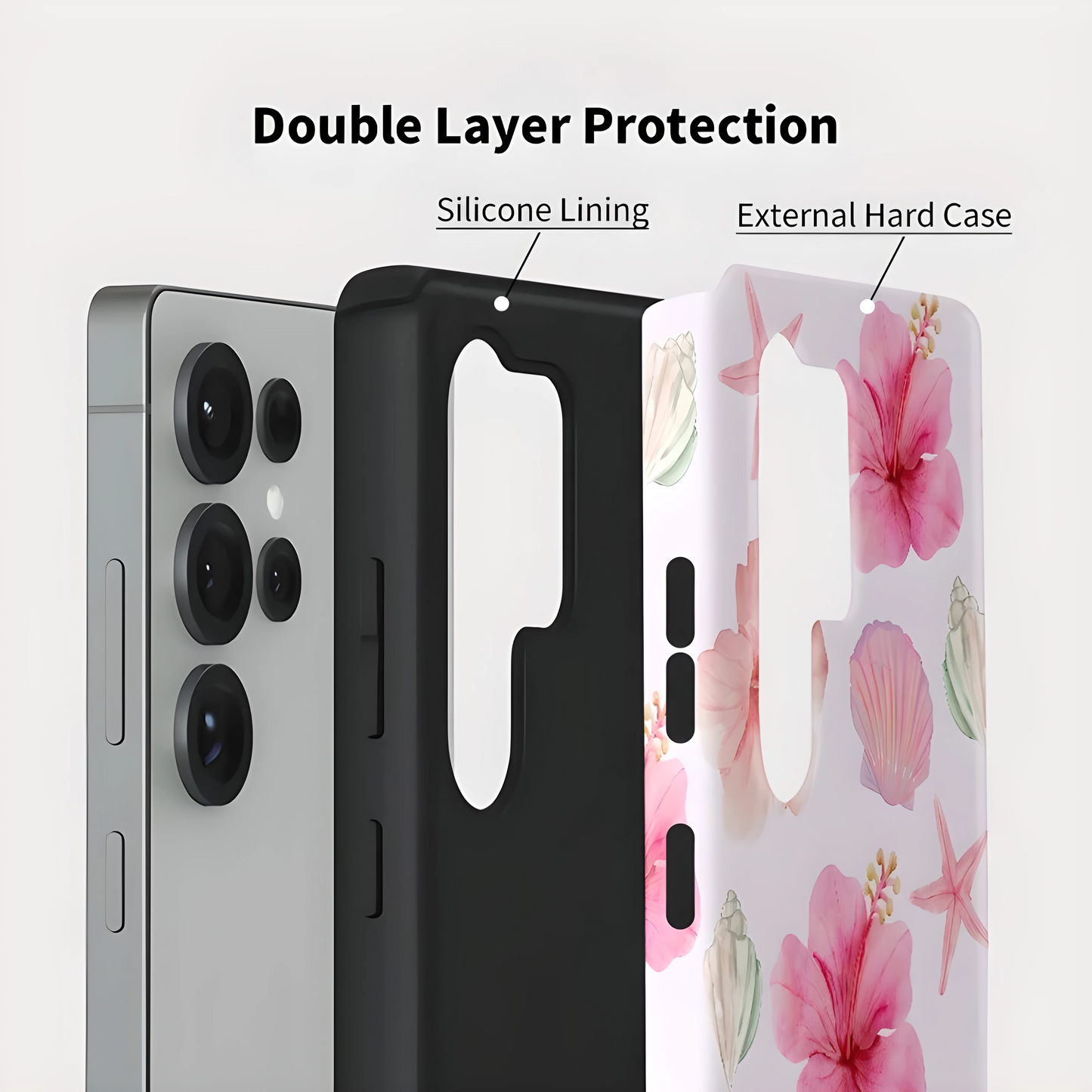 Ocean Bloom Pattern Matte Silicone Shockproof Case for Samsung Galaxy S23–S25 Series