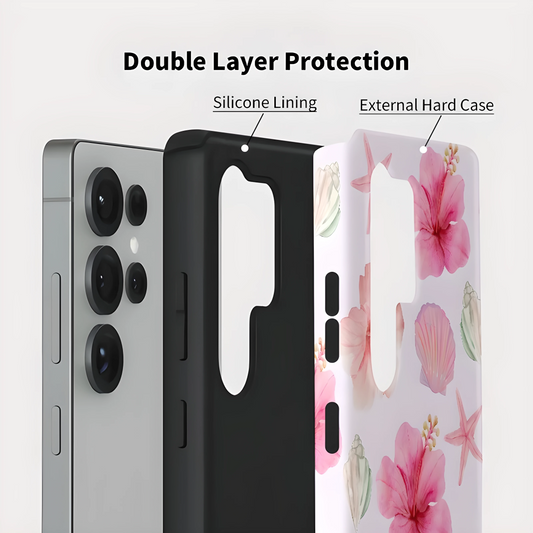 Ocean Bloom Pattern Matte Silicone Shockproof Case for Samsung Galaxy S23–S25 Series