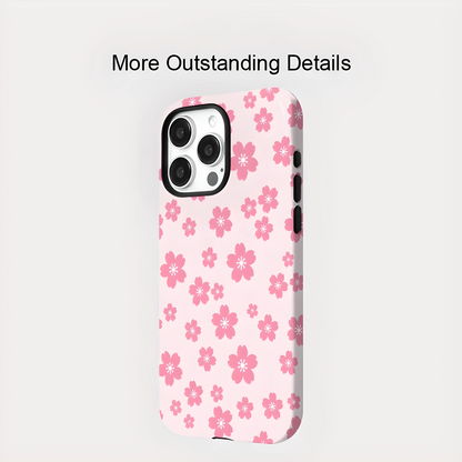 Pink Flower MagSafe Shockproof iPhone Case for iPhone 11–16 Pro Max