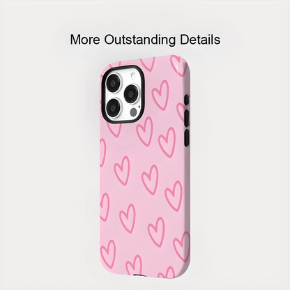 Pink Heart MagSafe Shockproof Case for iPhone 11–16 Pro Max