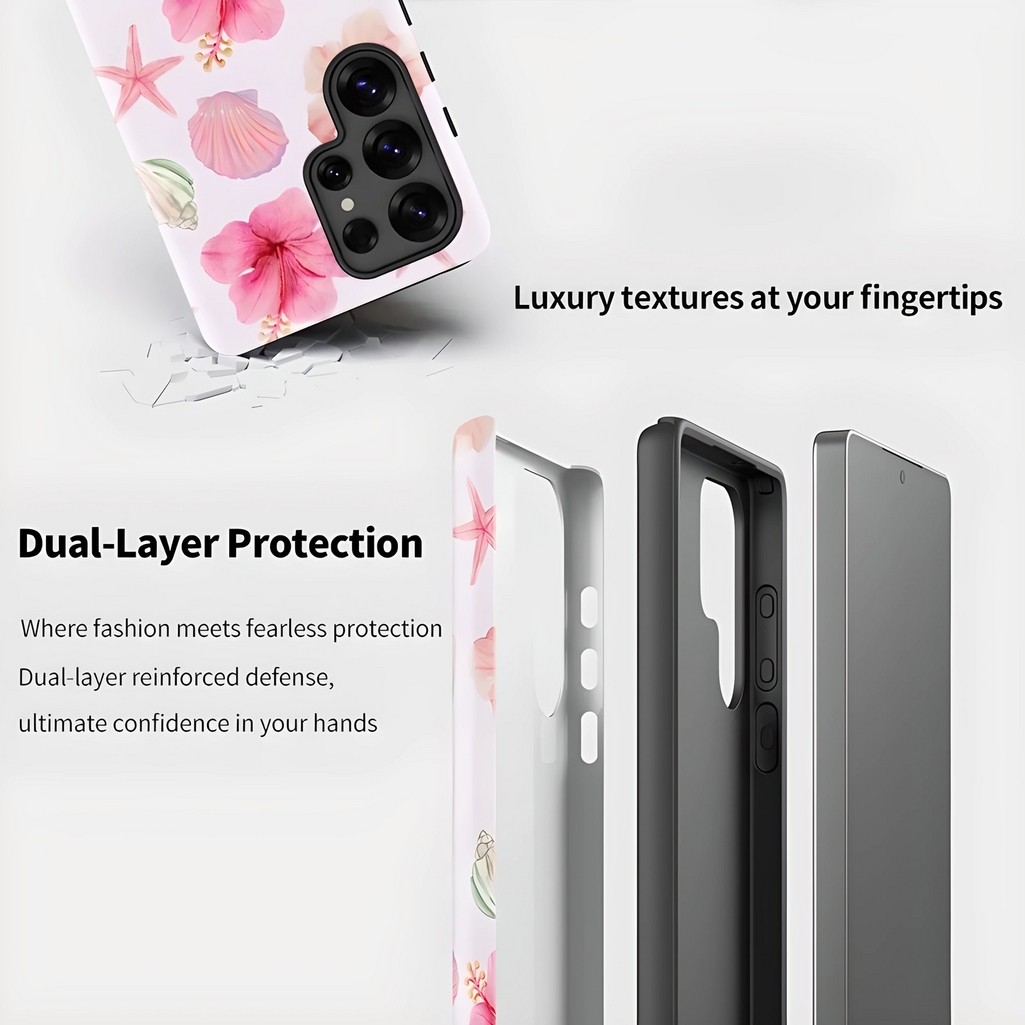 Ocean Bloom Pattern Matte Silicone Shockproof Case for Samsung Galaxy S23–S25 Series
