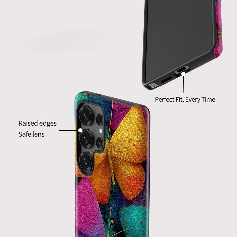 Butterfly Shockproof Matte Silicone Phone Case for Samsung Galaxy S23–S25