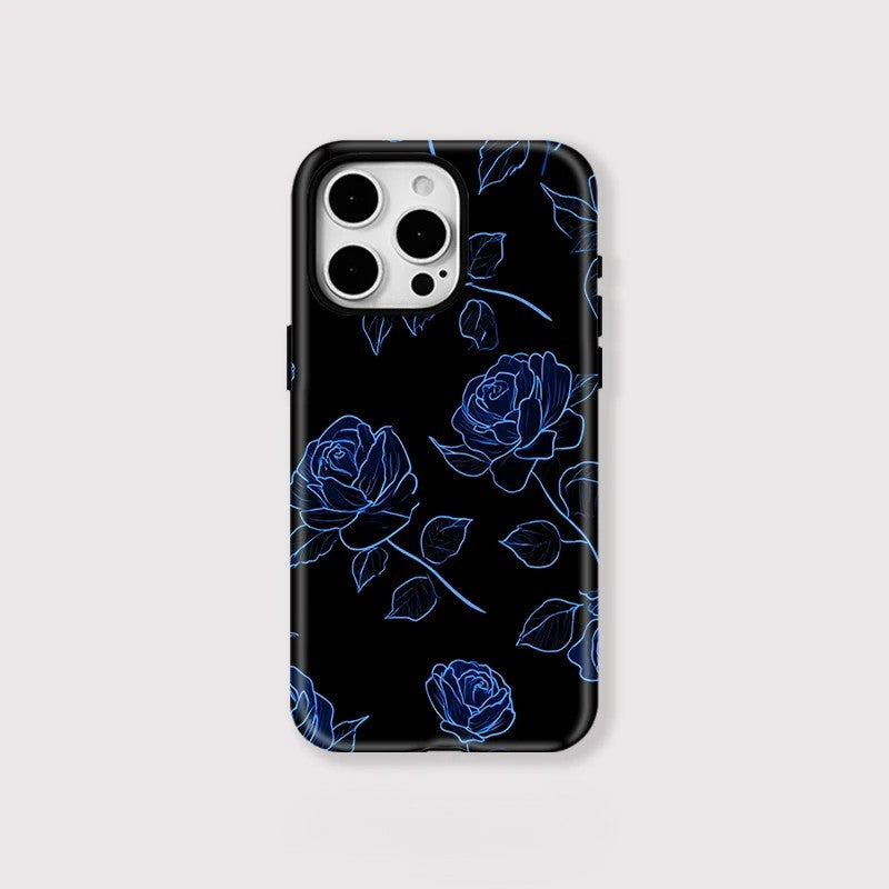 Blue Flower Pattern MagSafe Shockproof iPhone Case for iPhone 11–16 Pro Max