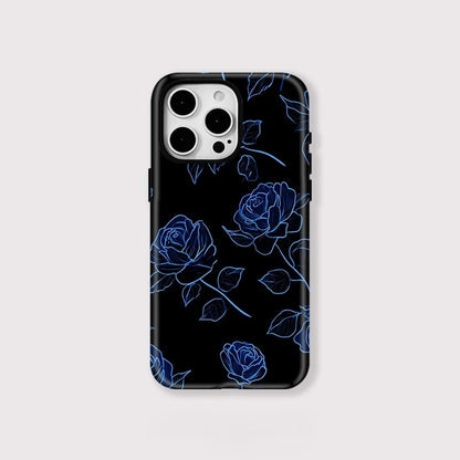 Blue Flower Pattern MagSafe Shockproof iPhone Case for iPhone 11–16 Pro Max