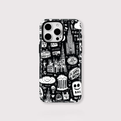 Cartoon Painting Pattern MagSafe Shockproof iPhone Case for iPhone 11–16 Pro Max