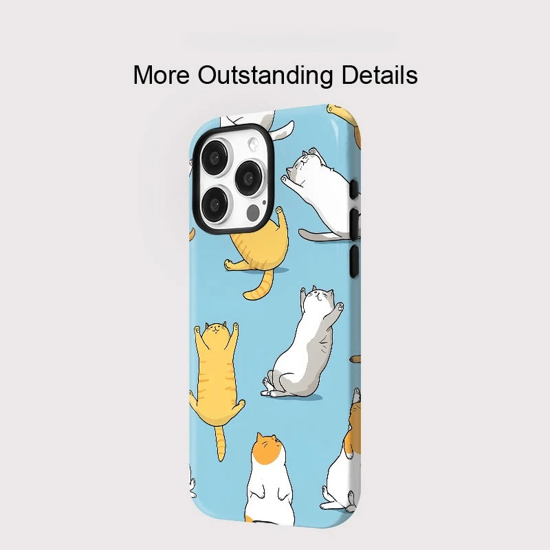 Cute Cats MagSafe iPhone Case – Silicone Shockproof, iPhone 11–16 Pro Max
