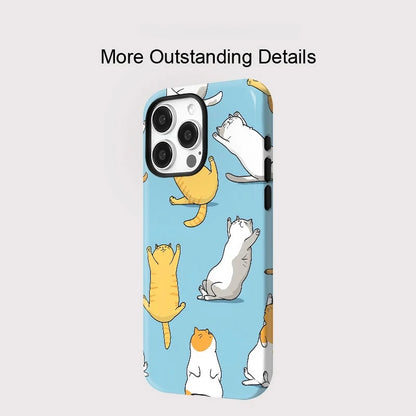 Cute Cats MagSafe iPhone Case – Silicone Shockproof, iPhone 11–16 Pro Max