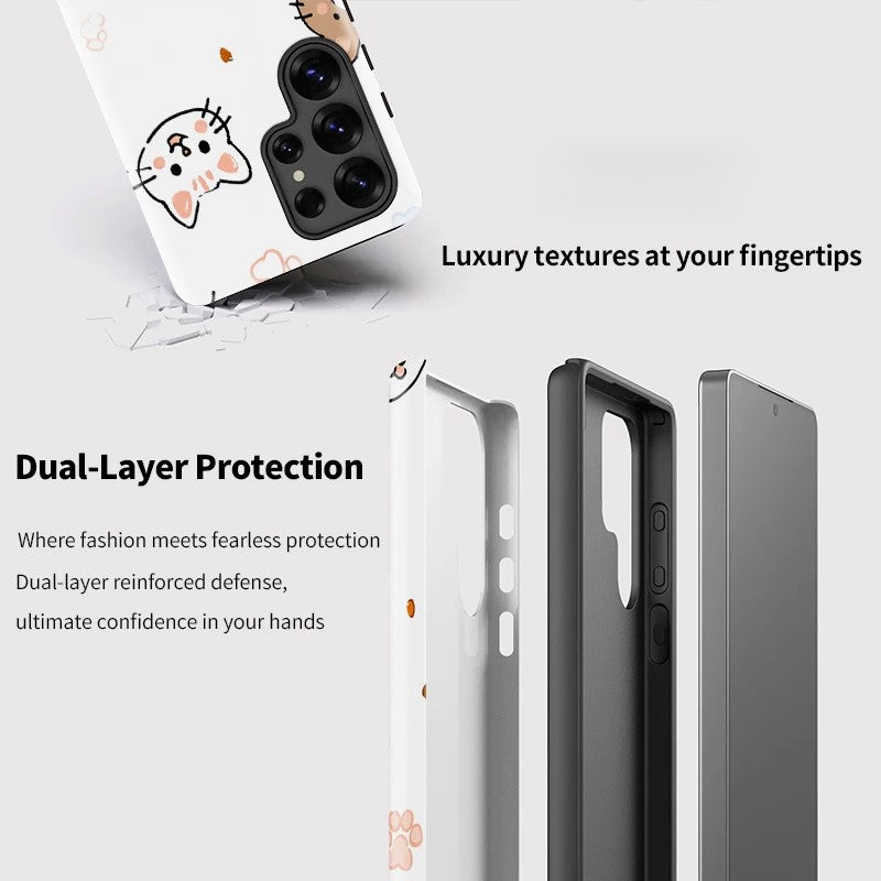 Cute Cat Shockproof Acrylic Phone Case for Samsung Galaxy S23–S25