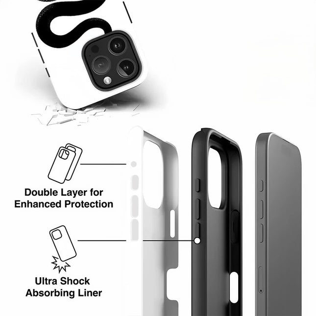 Snake Pattern Double-Layer Anti-Knock Case for iPhone 11–16 Pro Max
