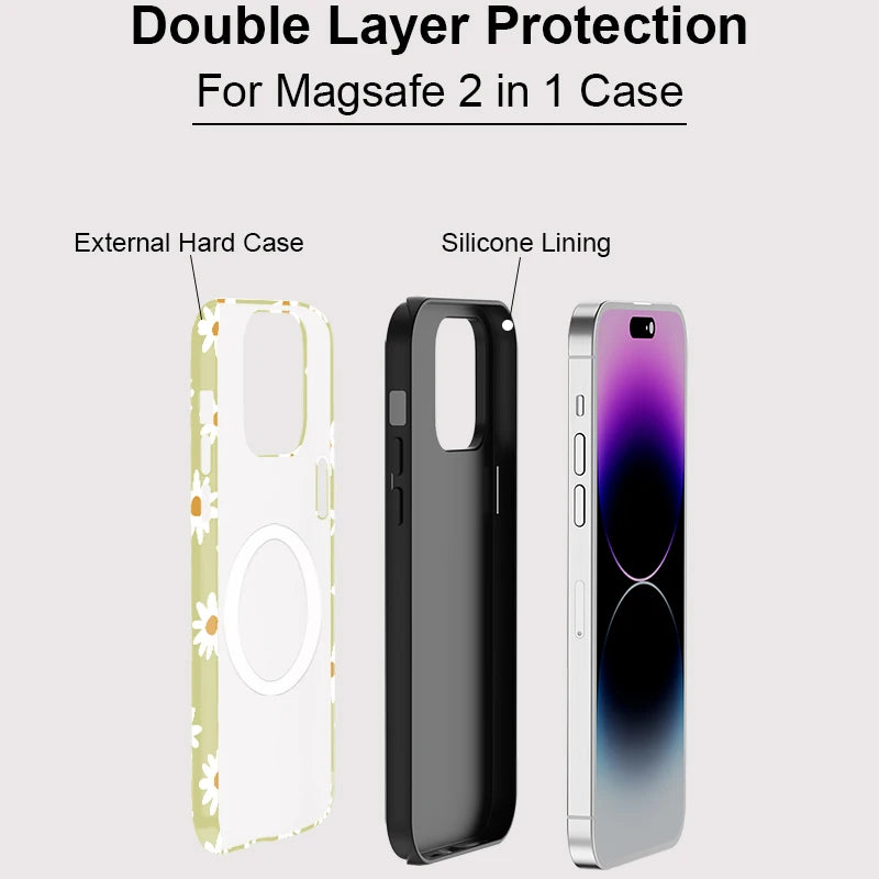 Floral Design MagSafe Shockproof iPhone Case for iPhone 11–16 Pro Max Series