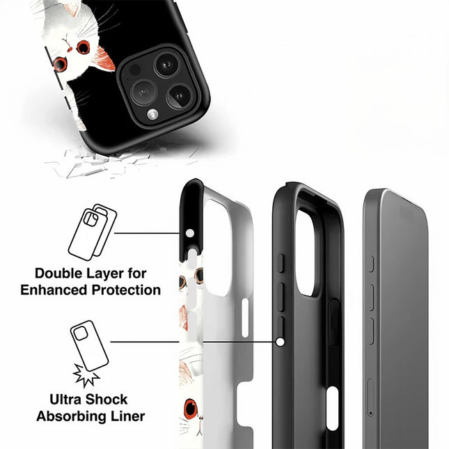 Cute Cats Pattern Soft Silicone Acrylic Protective Case for iPhone 11–16 Pro Max