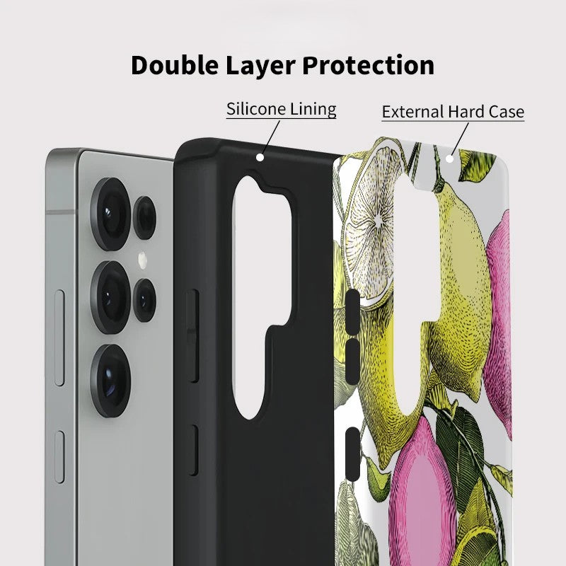 Lemon Pattern Soft Silicone Shockproof Phone Case for Samsung Galaxy S23–S25