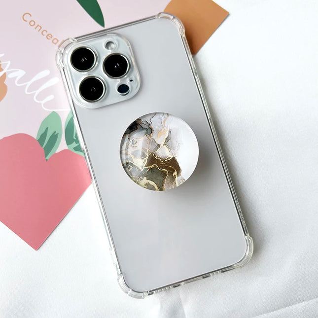 Marble Crack Transparent Folding Phone Socket Grip Stand