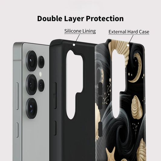 Starfish Conch Shell Pattern Shockproof Case for Samsung Galaxy S23–S25 Series