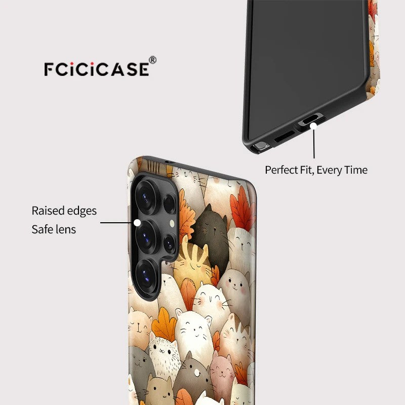 Cute Cartoon Cats Pattern Shockproof Case for Samsung Galaxy S23–S25 Series
