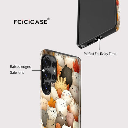 Cute Cartoon Cats Pattern Shockproof Case for Samsung Galaxy S23–S25 Series
