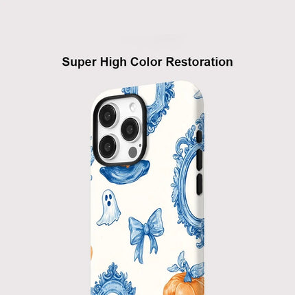 Pumpkin Ghost Silicone Matte MagSafe Case for iPhone 11–16 Pro Max