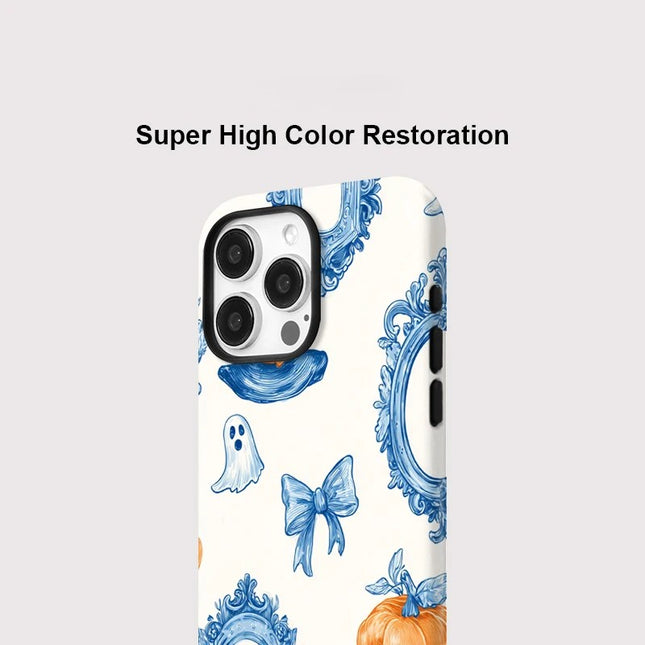Pumpkin Ghost Silicone Matte MagSafe Case for iPhone 11–16 Pro Max