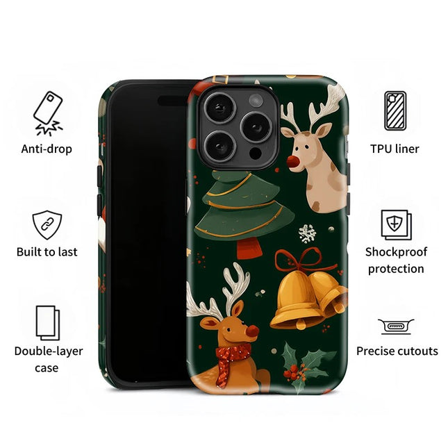 Christmas Tree Deer Pattern Soft Silicone Case for iPhone 11–16 Pro Max