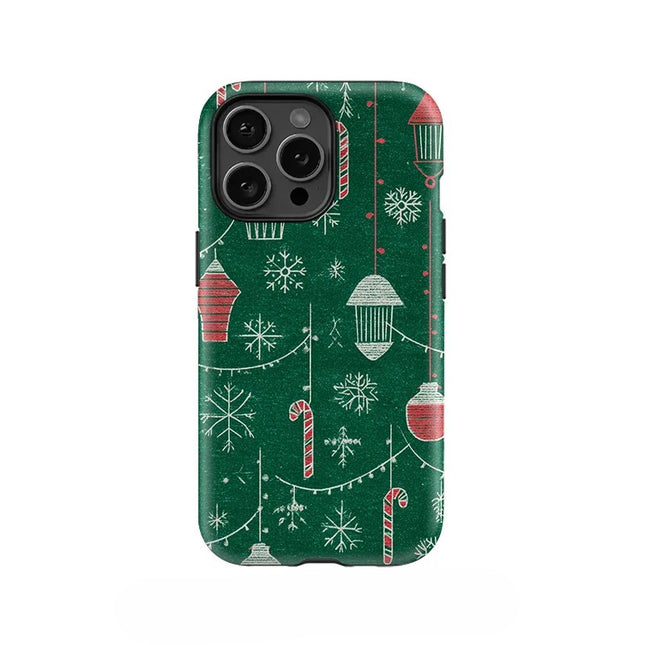 Christmas Print Double-Layer PC Case for iPhone 11–16 Pro Max