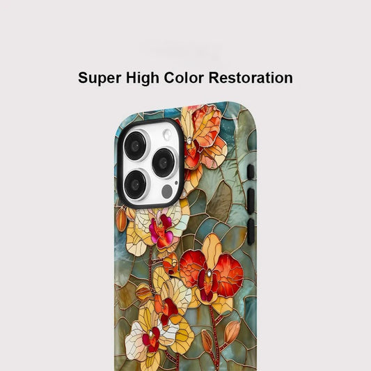 Vintage Flower Pattern MagSafe Shockproof iPhone Case for iPhone 11–16 Pro Max