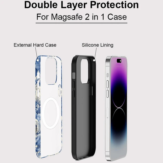 Silicone Flower Print MagSafe Shockproof iPhone Case for iPhone 11–16 Series