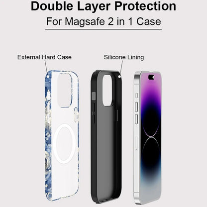 Silicone Flower Print MagSafe Shockproof iPhone Case for iPhone 11–16 Series