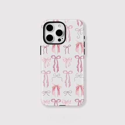 Elegant Pink Bow Knot MagSafe Shockproof iPhone Case for iPhone 11–16 Pro Max Plus