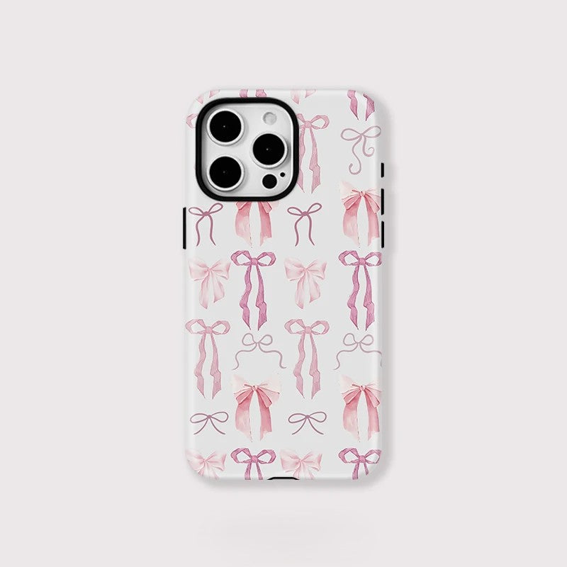 Elegant Pink Bow Knot MagSafe Shockproof iPhone Case for iPhone 11–16 Pro Max Plus