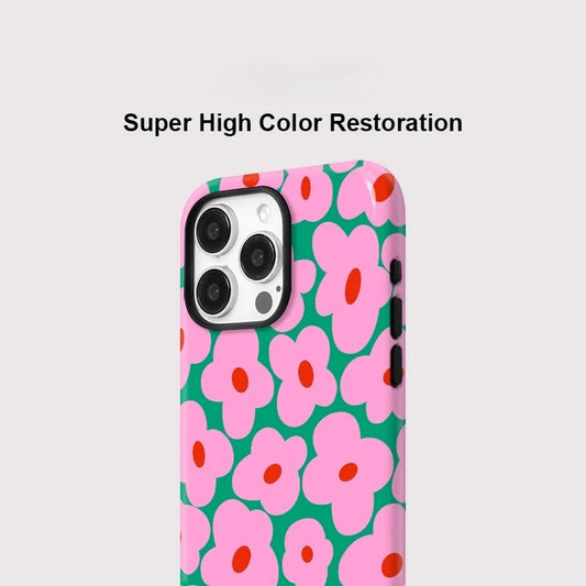 Matte Flower Pattern MagSafe Shockproof iPhone Case for iPhone 11–16 Pro Max Plus