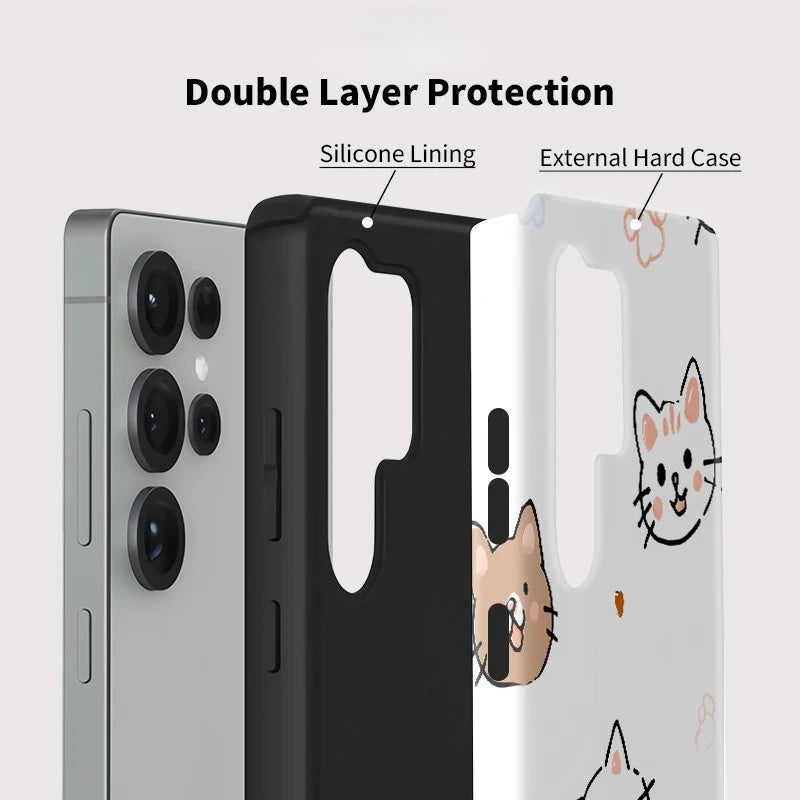 Cute Cat Shockproof Acrylic Phone Case for Samsung Galaxy S23–S25