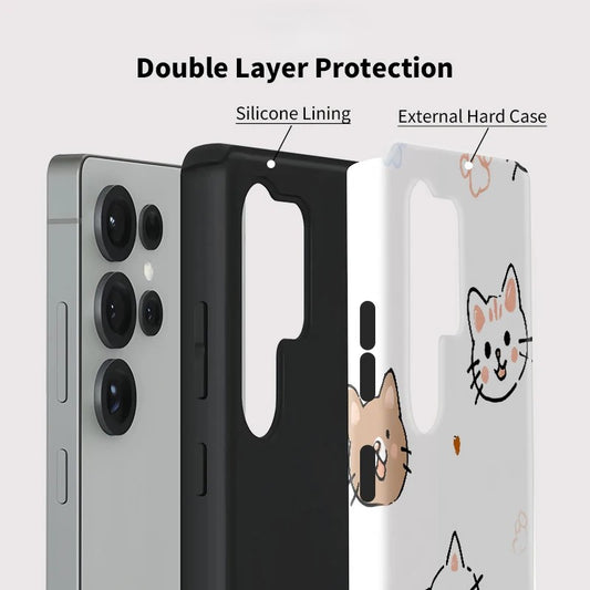 Cute Cat Shockproof Acrylic Phone Case for Samsung Galaxy S23–S25