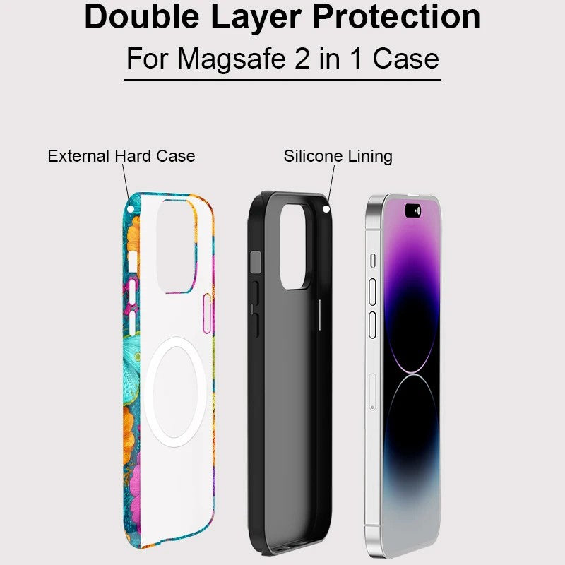 Flower and Butterfly Pattern Shockproof iPhone Case for iPhone 11–16 Pro Max