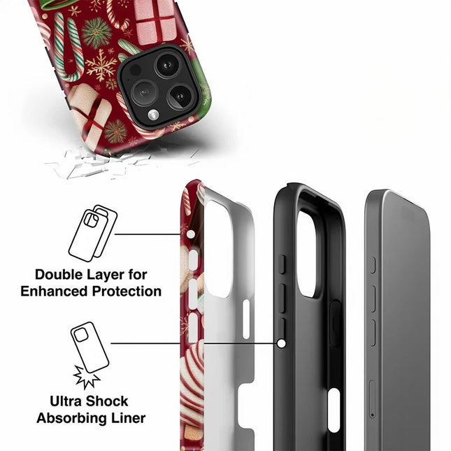 Fashion Christmas Pattern Shockproof Silicone Acrylic Case for iPhone 11–16 Pro Max