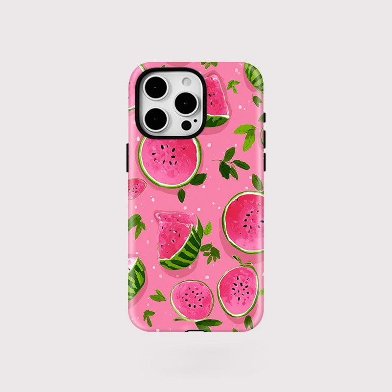 Double-Layer Watermelon Pattern MagSafe Shockproof iPhone Case for iPhone 11–16 Pro Max