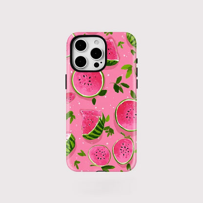 Double-Layer Watermelon Pattern MagSafe Shockproof iPhone Case for iPhone 11–16 Pro Max