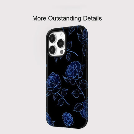 Blue Flower Pattern MagSafe Shockproof iPhone Case for iPhone 11–16 Pro Max