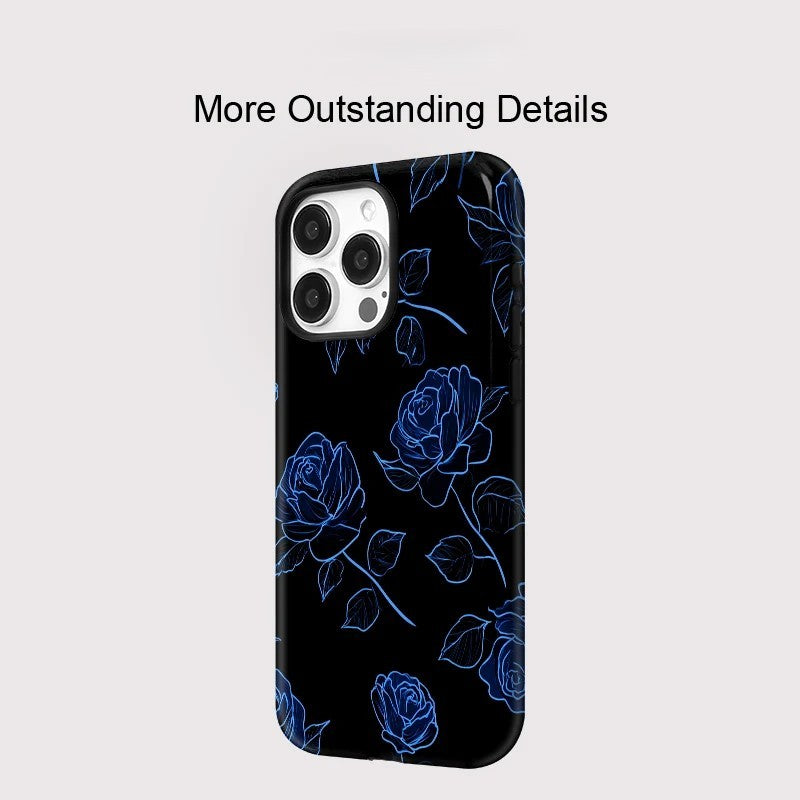 Blue Flower Pattern MagSafe Shockproof iPhone Case for iPhone 11–16 Pro Max