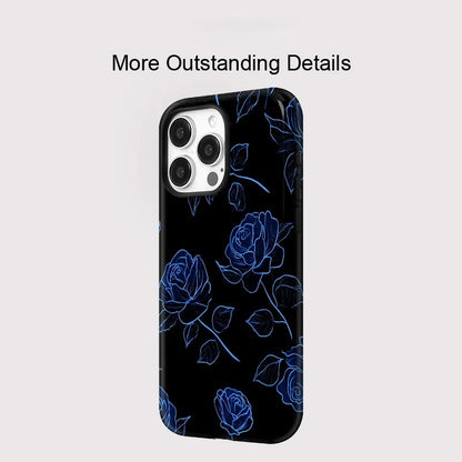 Blue Flower Pattern MagSafe Shockproof iPhone Case for iPhone 11–16 Pro Max
