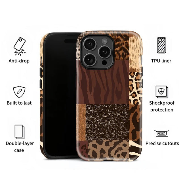 Animal Skin Pattern Soft Shockproof Acrylic Case for iPhone 11–16 Pro Max