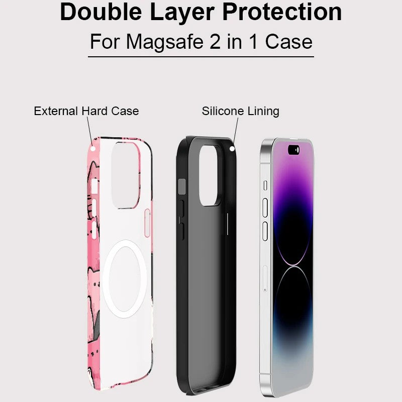 Lovely Cats Pattern MagSafe Shockproof iPhone Case for iPhone 11–16 Pro Max