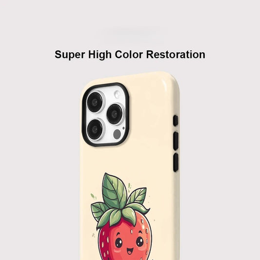Cartoon Strawberry Pattern MagSafe Shockproof iPhone Case for iPhone 11–16 Pro Max