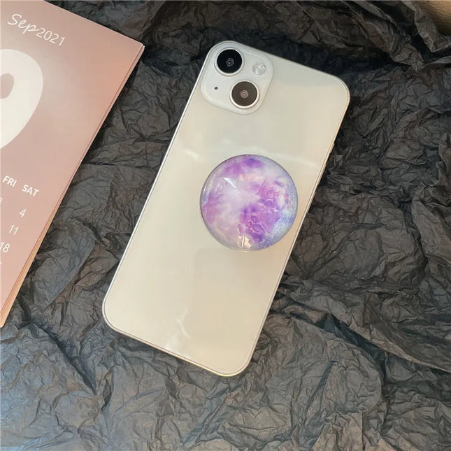 Crystal Agate Pattern Phone Ring Holder Finger Stand