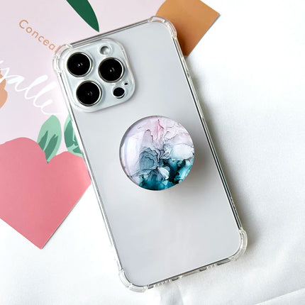 Marble Crack Transparent Folding Phone Socket Grip Stand