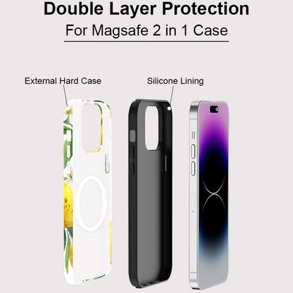 Lemon with Leaves Pattern MagSafe Shockproof iPhone Case for iPhone 11–16 Pro Max Plus
