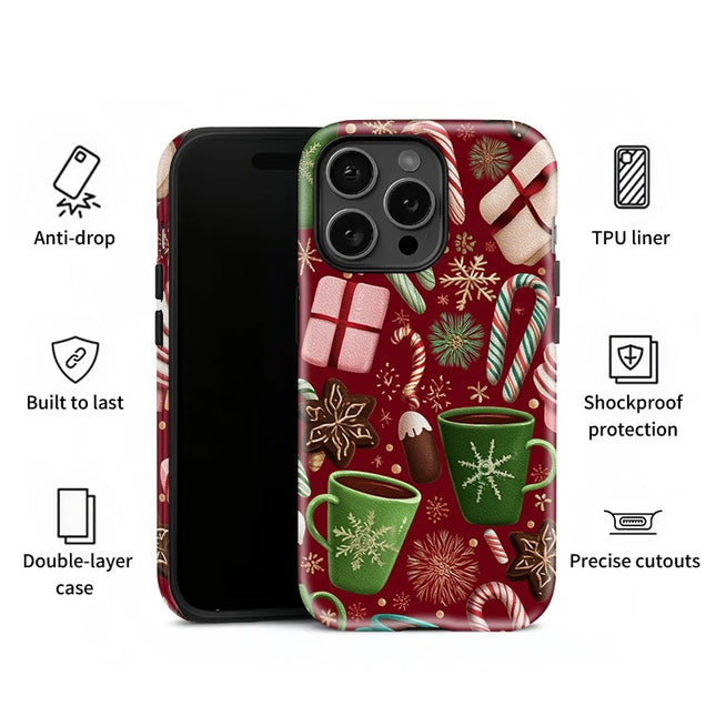 Fashion Christmas Pattern Shockproof Silicone Acrylic Case for iPhone 11–16 Pro Max