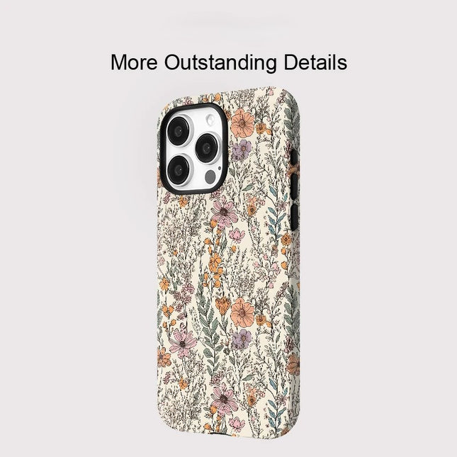 Floral Leaves Print MagSafe Shockproof iPhone Case for iPhone 11–16 Pro Max Series
